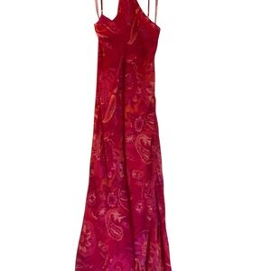 Elegant Red Paisley Maxi Dress